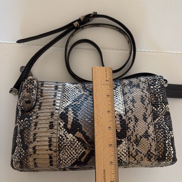 Coach Crosby Pieced Exotic Embossed Leather Gunmetal Gusset Zip Crossbody - Picture 13 of 16